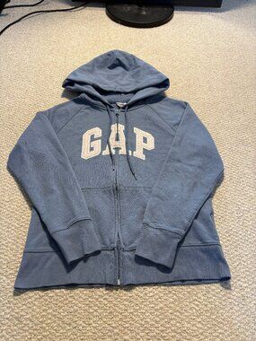 GAP Full-Zip Hoodie Sweatshirt in Blue - L